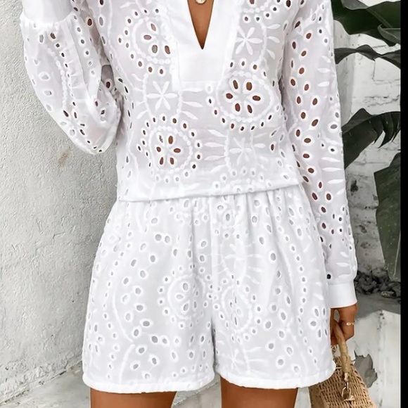 White Eyelet Two Piece Short Set - Picture 5 of 10